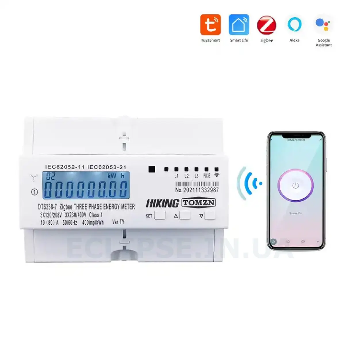 3-х фазный дистанционный Zigbee электросчетчик с LCD дисплеем и защитой ...