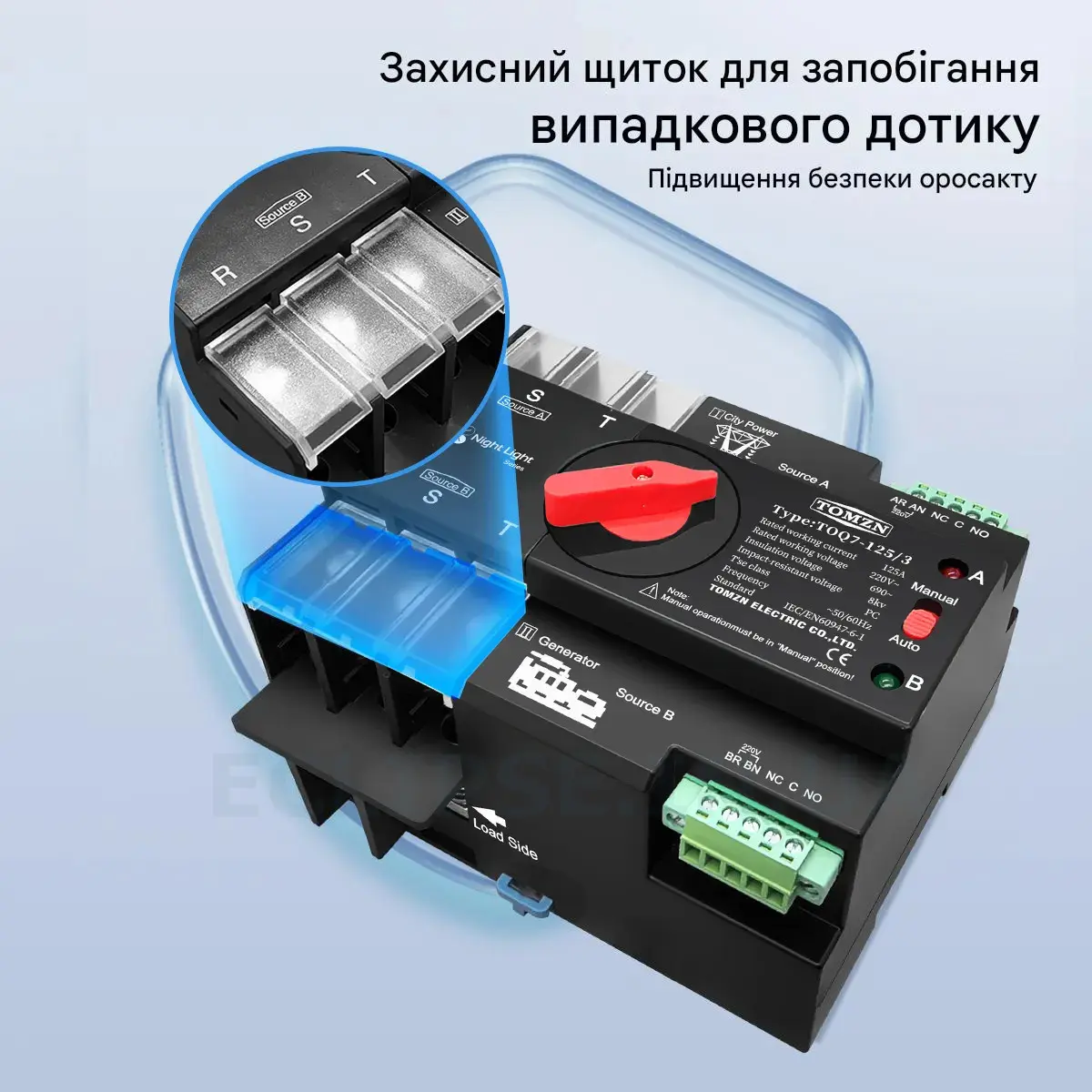 TOQ7-125/3P 220/230В 3-х полюсный автомат-переключатель ввода