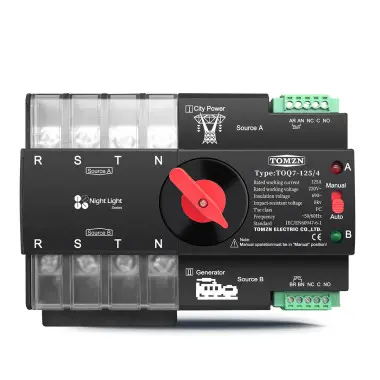 TOQ7-125/4P 220/230В 4-х полюсный 3-х фазный автомат-переключатель ввода резерва (автомат резерва)  АВР до 125А