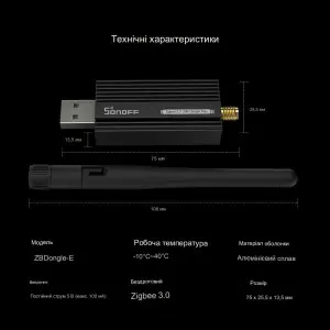 Zigbee 3.0 USB Sonoff Dongle Plus–ZBDongle-E EFR32MG21 пристрій системи автоматизації 