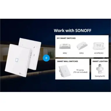 Sonoff T2EU-RF сенсорний настінний радіо пульт до вимикача від 1-ї до 3-х кнопок, білого кольору