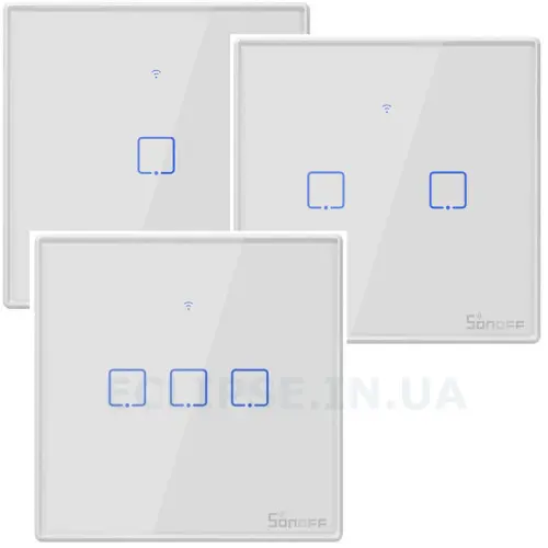 Sonoff TX T2 Сенсорный WiFi+Радио 433 МГц Настенный Выключатель от 1 до 3 кнопок с подсветкой, белый EU от SONOFF за 845грн (код товара: TXT2)