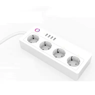 Умный WiFi удлинитель на 4 розетки и 4 USB порти для приложения Tuya (Smart Life)